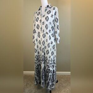 Mlle Gabrielle 100% Cotton White/Black Midi Dress